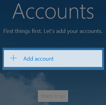 Windows 10 Mail add account button.