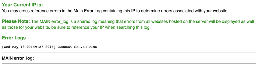 The Main Error Log