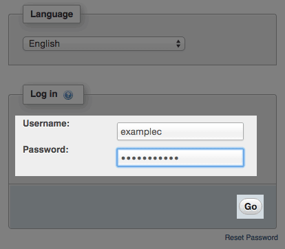 The phpMyAdmin login screen.